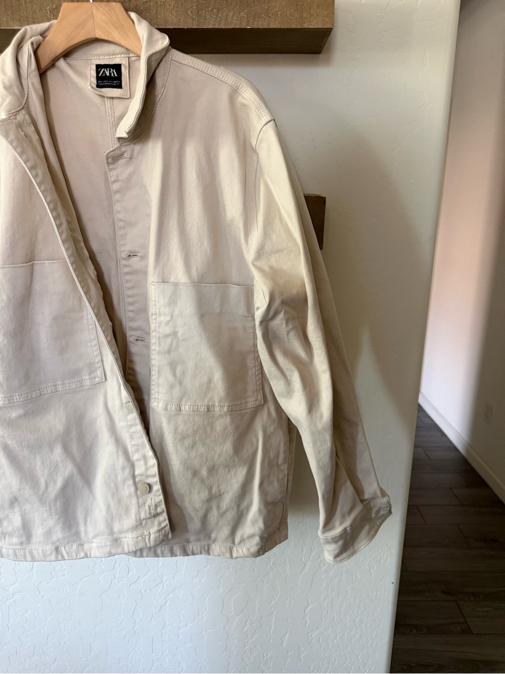 Zara|Canvas denim chore jacket in Off-White ,Workwear Shirt Jacket/anorak•LARGE - Picture 8 of 16